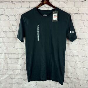 under armour mens short sleeve athletic top sz XS loose fit black workout